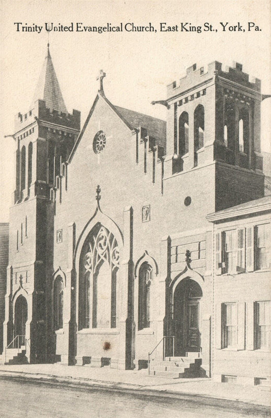 YORK PA EAST KING STREET TRINITY EVANGELICAL CHURCH 1914 ANTIQUE POSTCARD