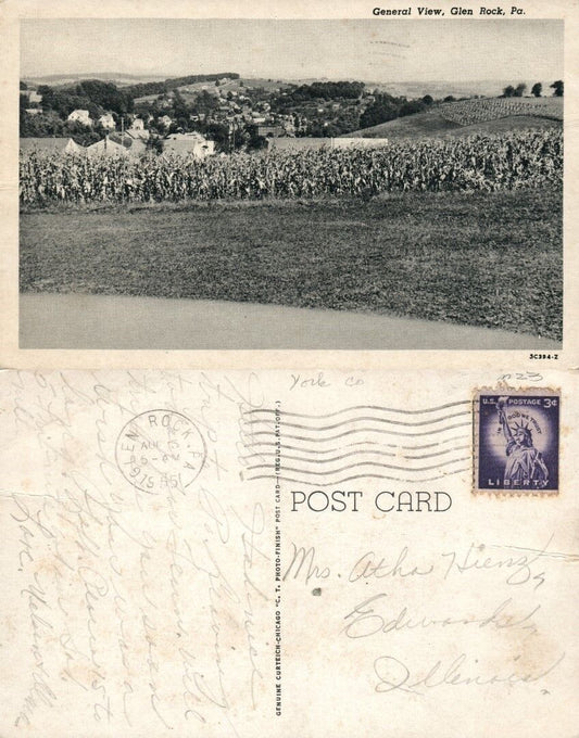 GLEN ROCK PA GENERAL VIEW ANTIQUE POSTCARD