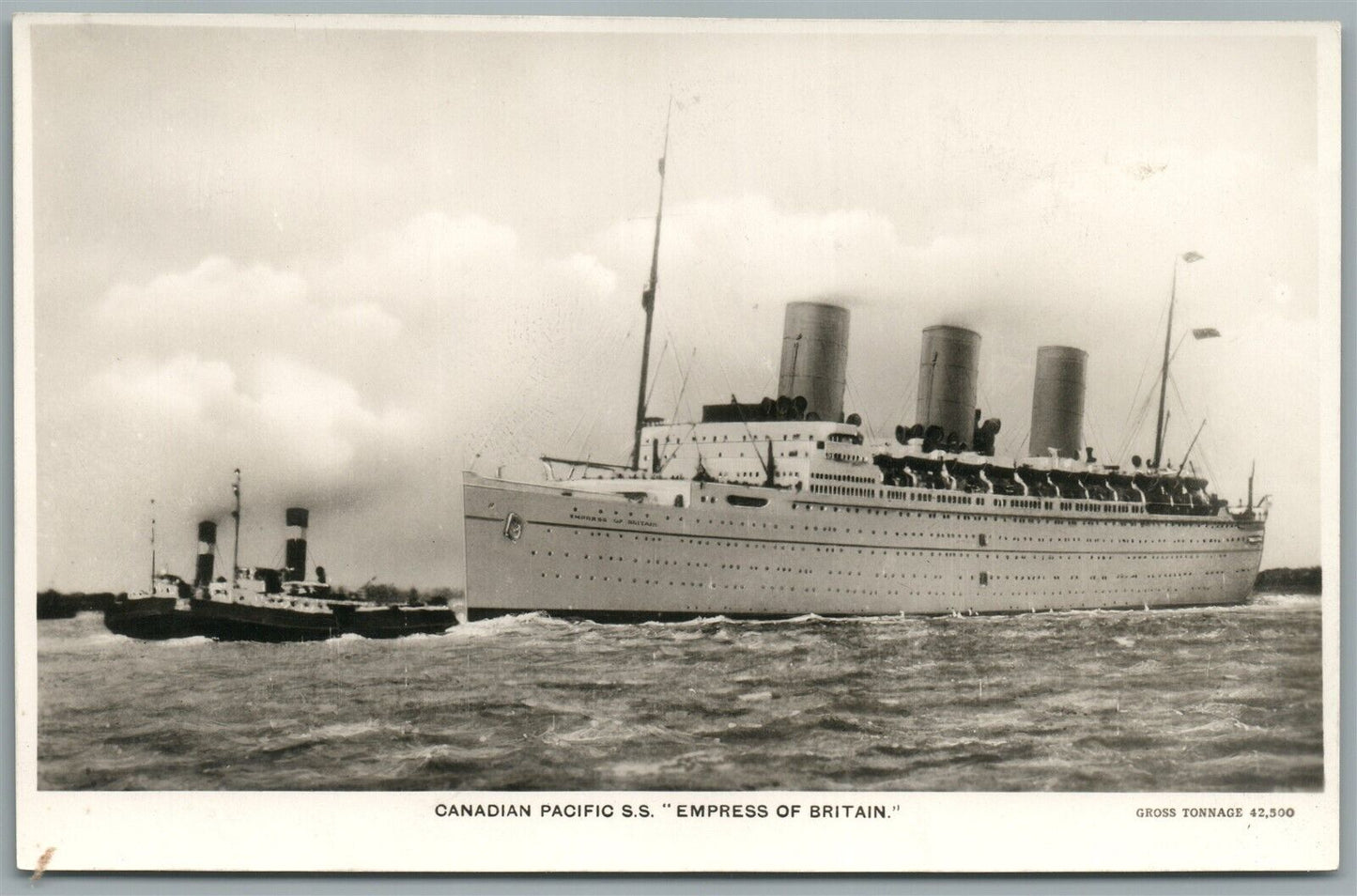 SS EMPRESS OF BRITAIN CANADIAN PACIFIC VINTAGE REAL PHOTO POSTCARD RPPC