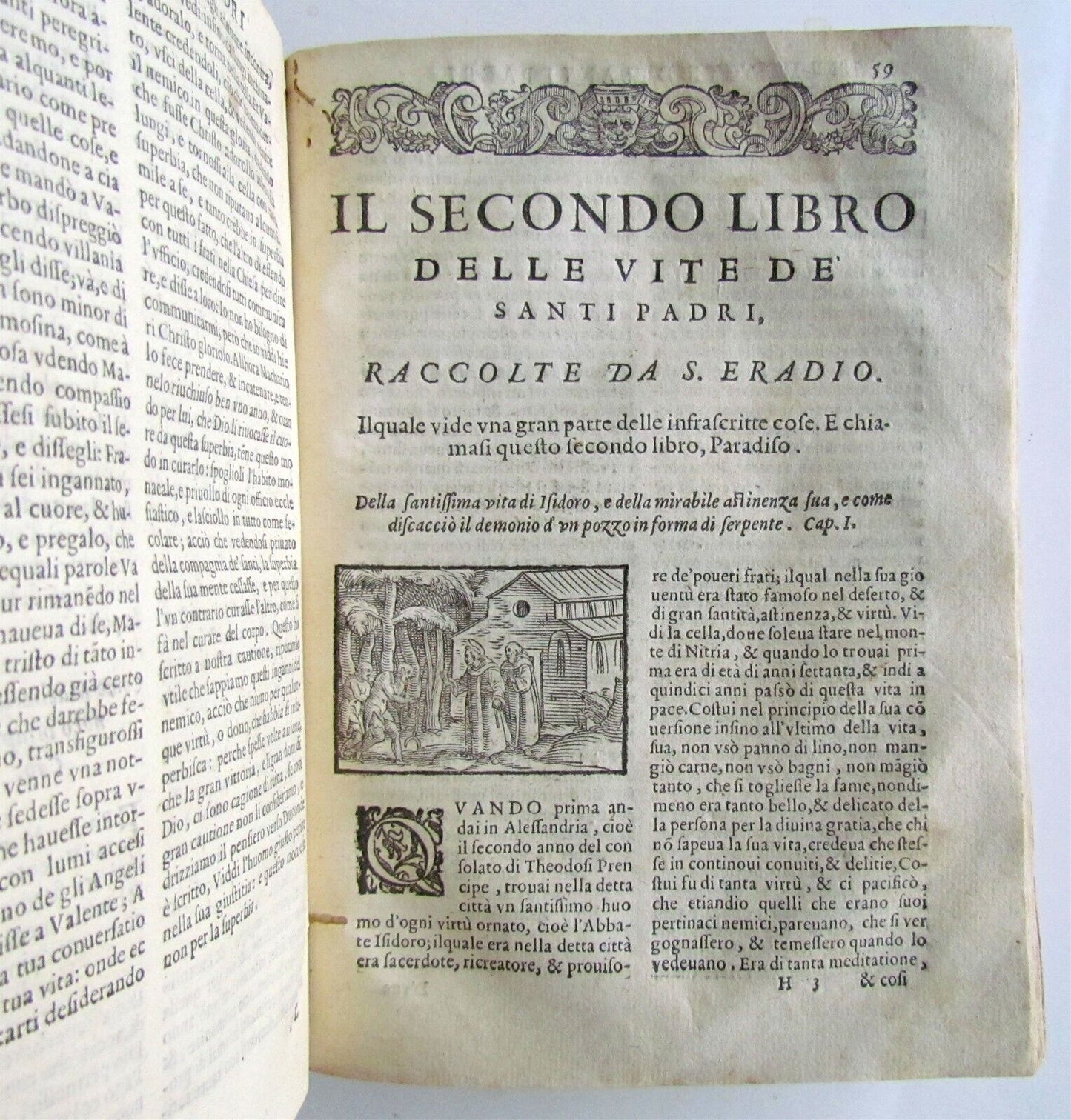 1597 ILLUSTRATED Le Vite de' Santi Padri Insieme Col Prato antique vellum RARE