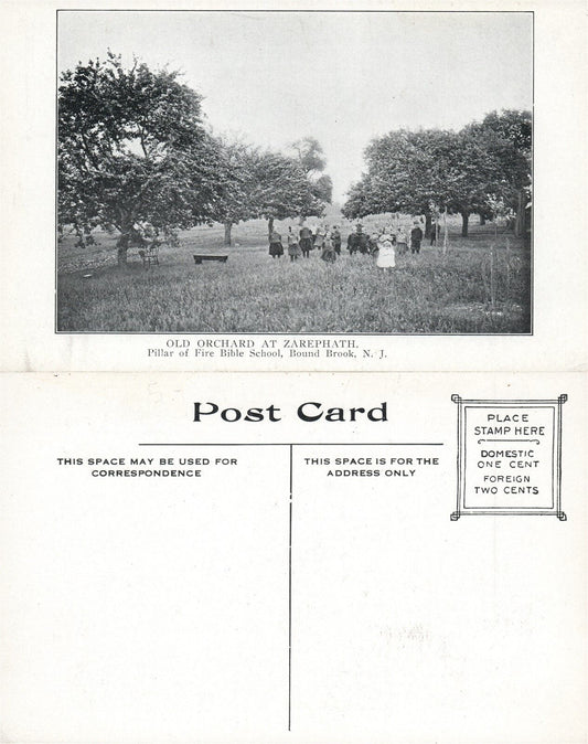 BOUND BROOK N.J. OLD ORCHARD AT ZAREPHATH BIBLE SCHOOL ANTIQUE POSTCARD