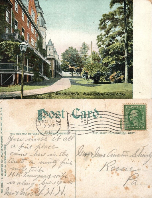 NEW LANCASTER PA MILLERSVILLE STATE NORMAL SCHOOL 1913 ANTIQUE POSTCARD