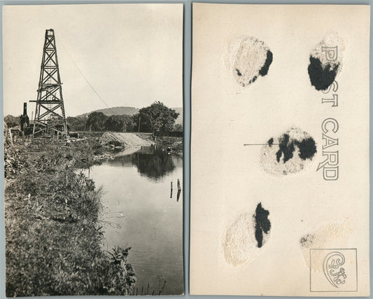 RAILROAD BRIDGE ELECTRIC TOWER ANTIQUE REAL PHOTO POSTCARD RPPC