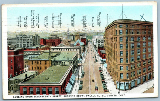 DENVER CO BROWN PALACE HOTEL 17th STREET ANTIQUE POSTCARD