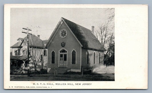 MULLICA HILL NJ W.C.T.U. HALL ANTIQUE POSTCARD
