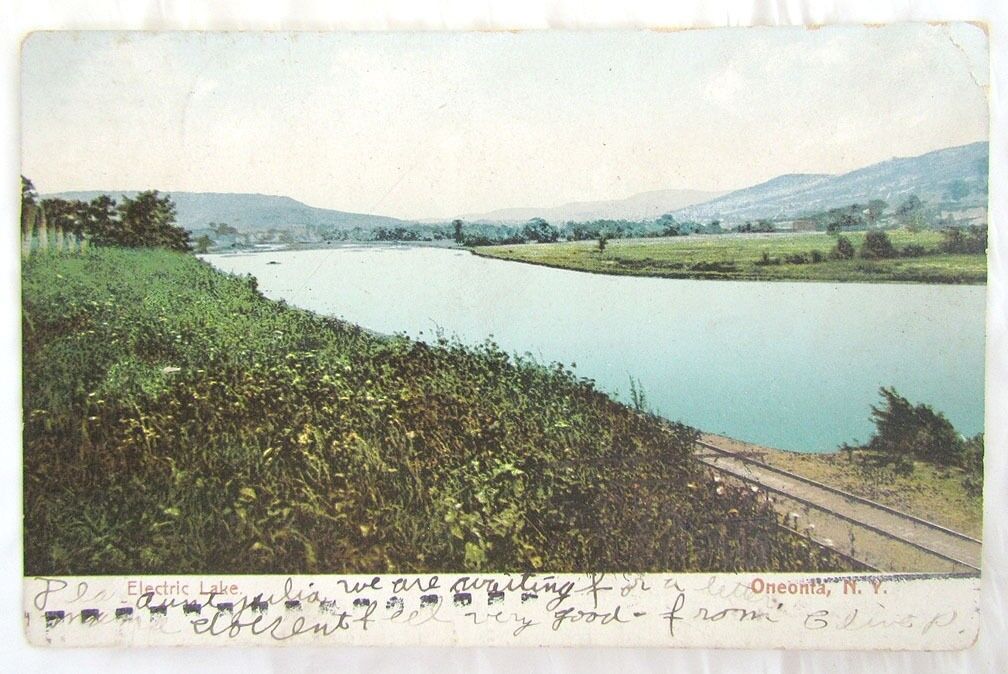 ELECTRIC LAKE ONEONTA N.Y. 1906 ANTIQUE UNDIVIDED POSTCARD