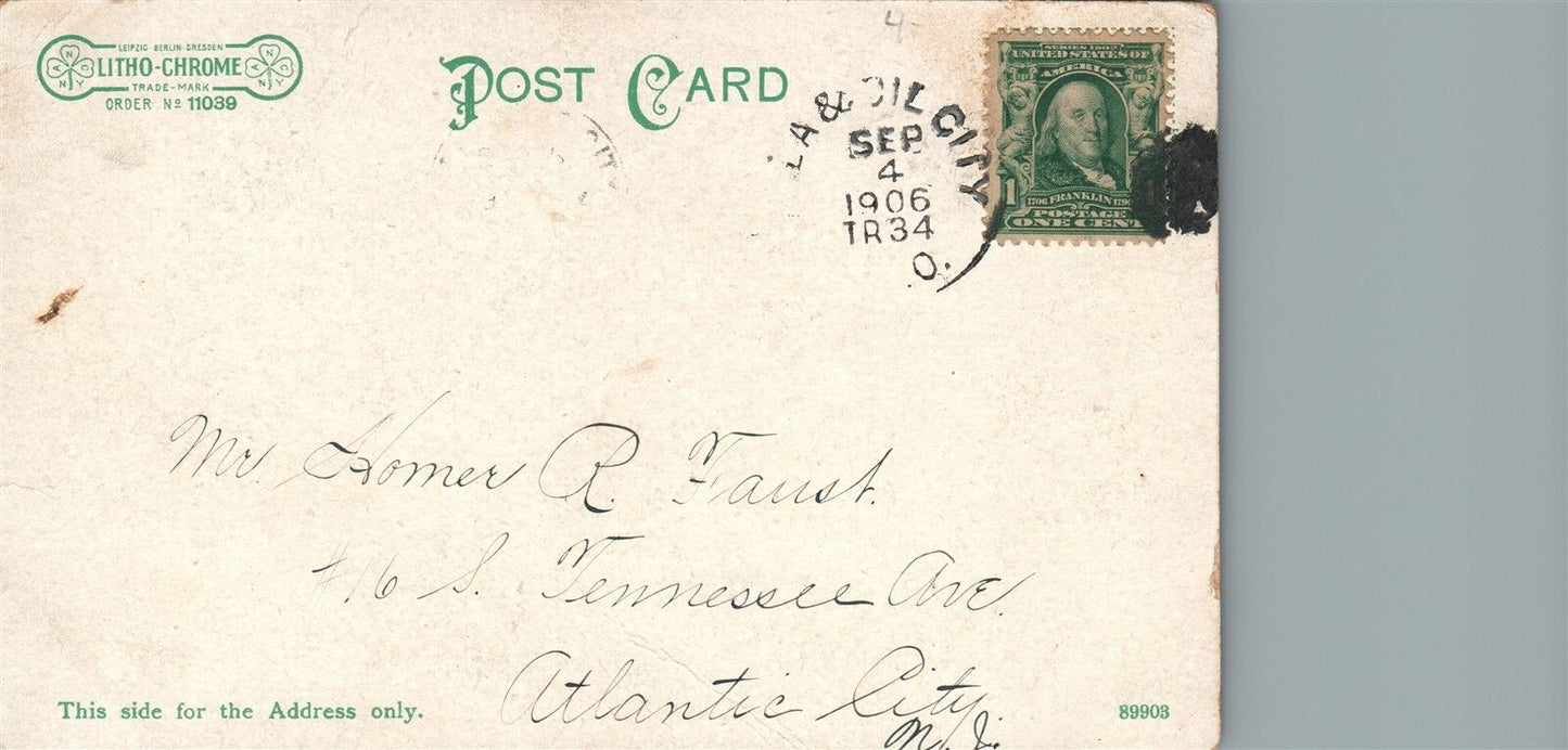 WARREN PA ALONG THE ALLEGHENY 1906 UNDIVIDED ANTIQUE POSTCARD