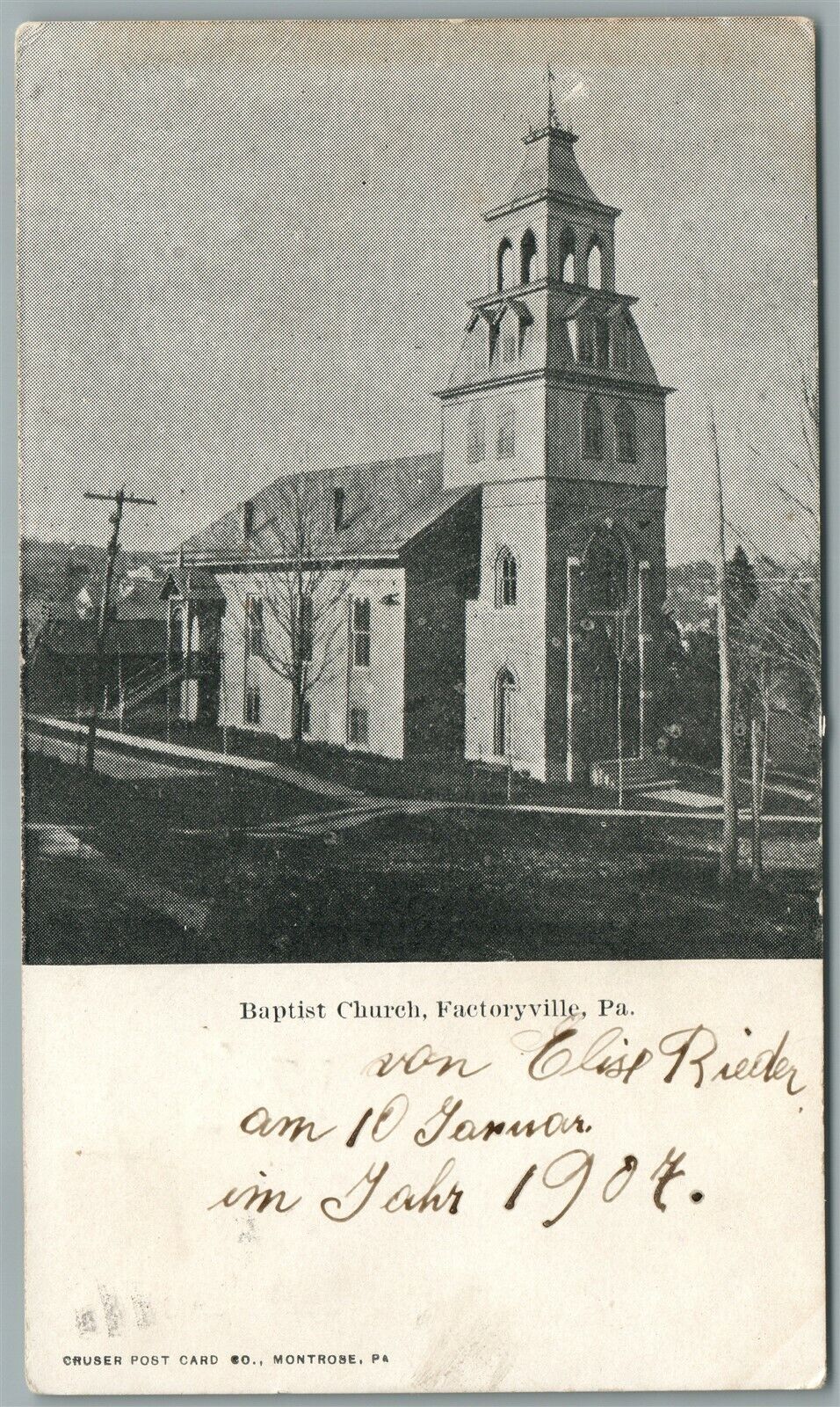 FACTORYVILLE PA BAPTIST CHURCH ANTIQUE POSTCARD