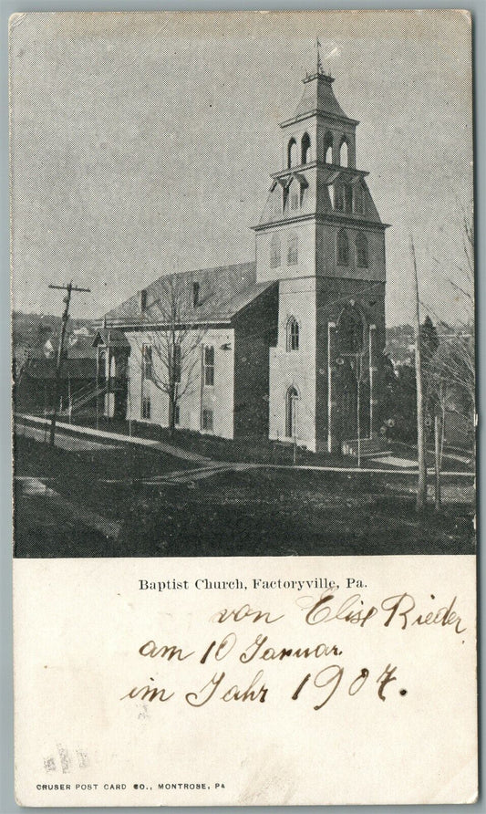 FACTORYVILLE PA BAPTIST CHURCH ANTIQUE POSTCARD