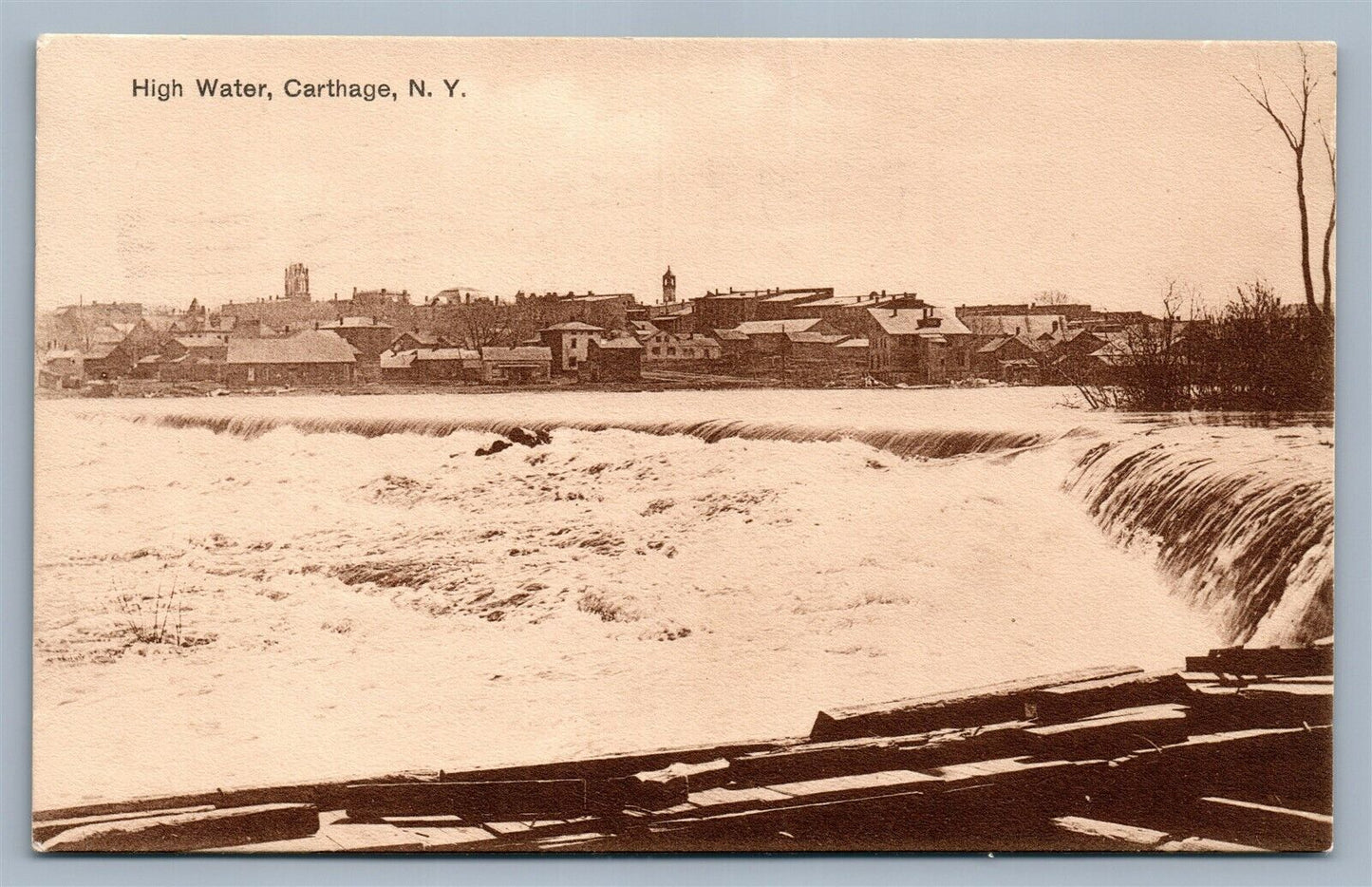 CARTHAGE NY HIGH WATER ANTIQUE POSTCARD