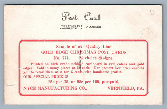VERNFIELD PA POST CARD NYCE MANUFACTURING PRINTER ADVERTISING VINTAGE POSTCARD