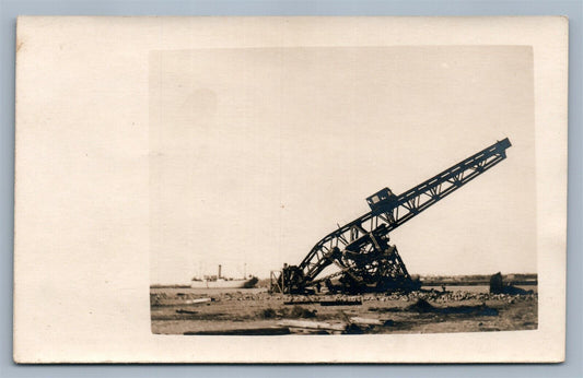 CONSTRUCTION EQUIPMENT ? ANTIQUE REAL PHOTO POSTCARD RPPC w/ SHIP