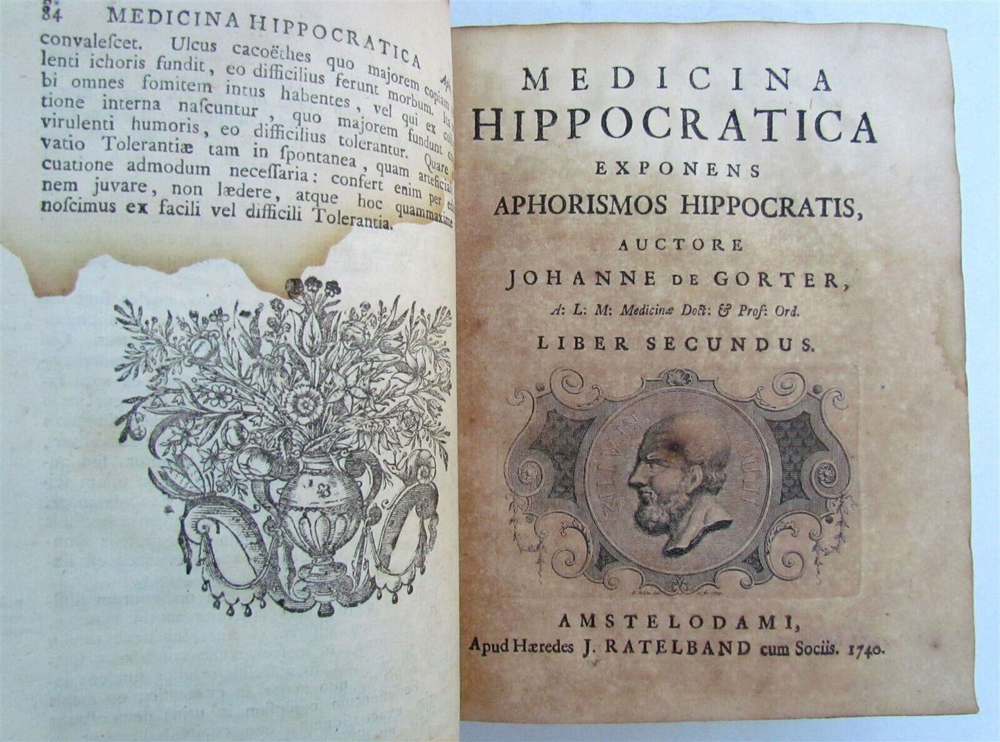 1739 MEDICINA HIPPOCRATICA by JOHANNE de GORTER antique MEDICAL