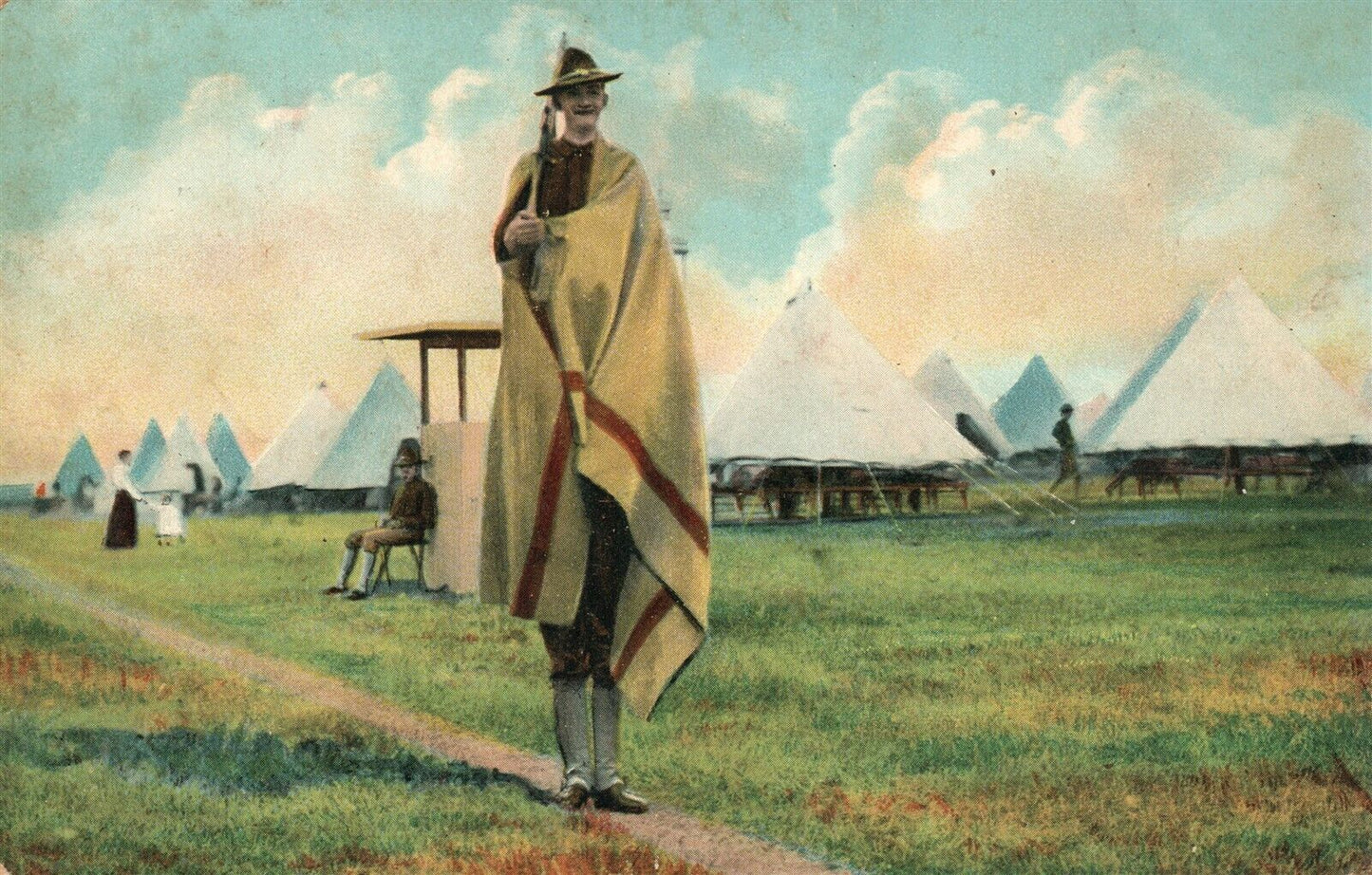 US ARMY GUARD MILITARY ANTIQUE POSTCARD