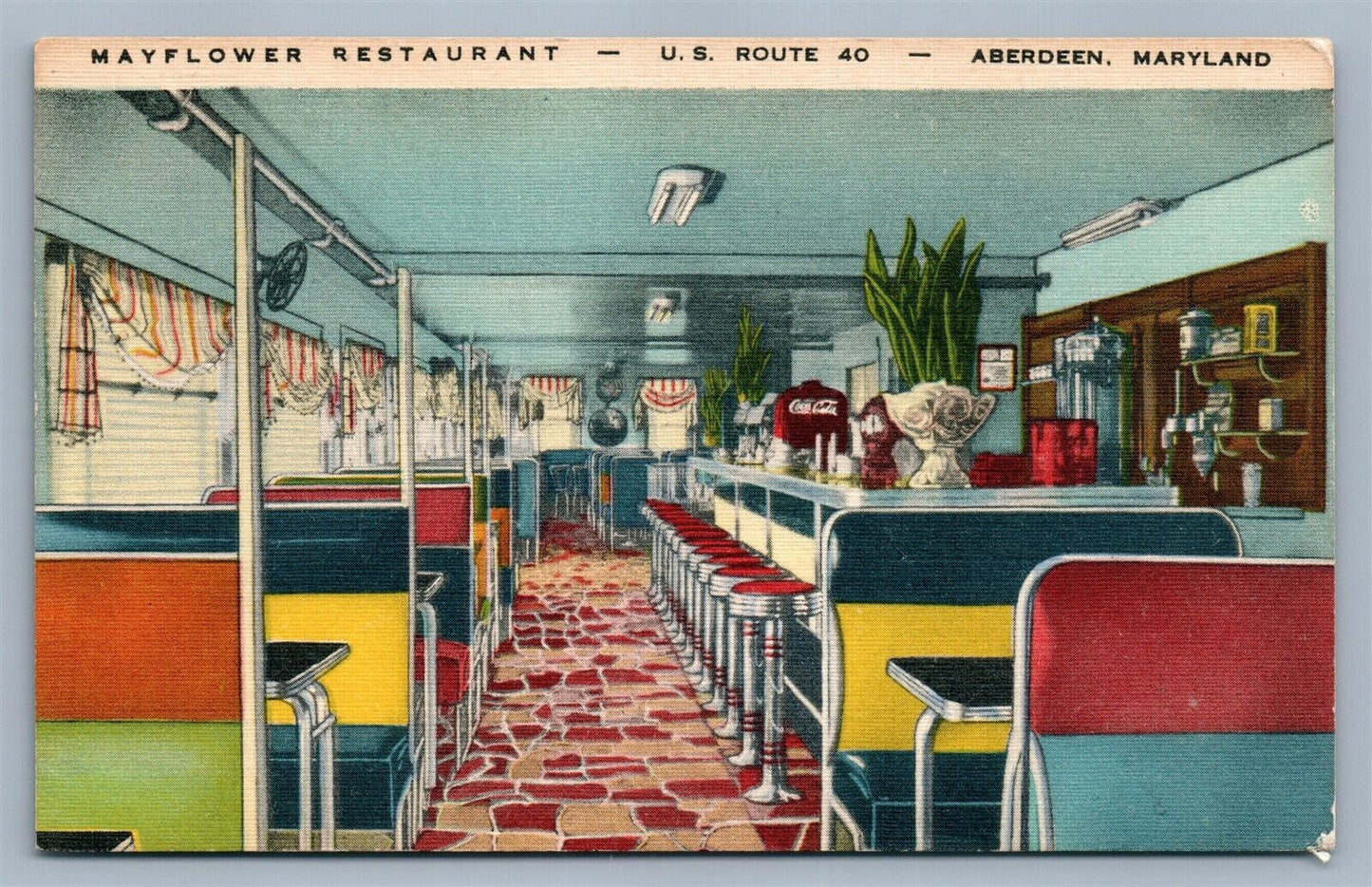 ABERDEEN MD MAYFLOWER RESTAURANT ADVERTISING VINTAGE POSTCARD