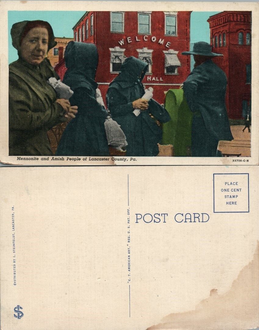 ANTIQUE POSTCARD MENNONITE & AMISH PEOPLE OF LANCASTER COUNTY PA