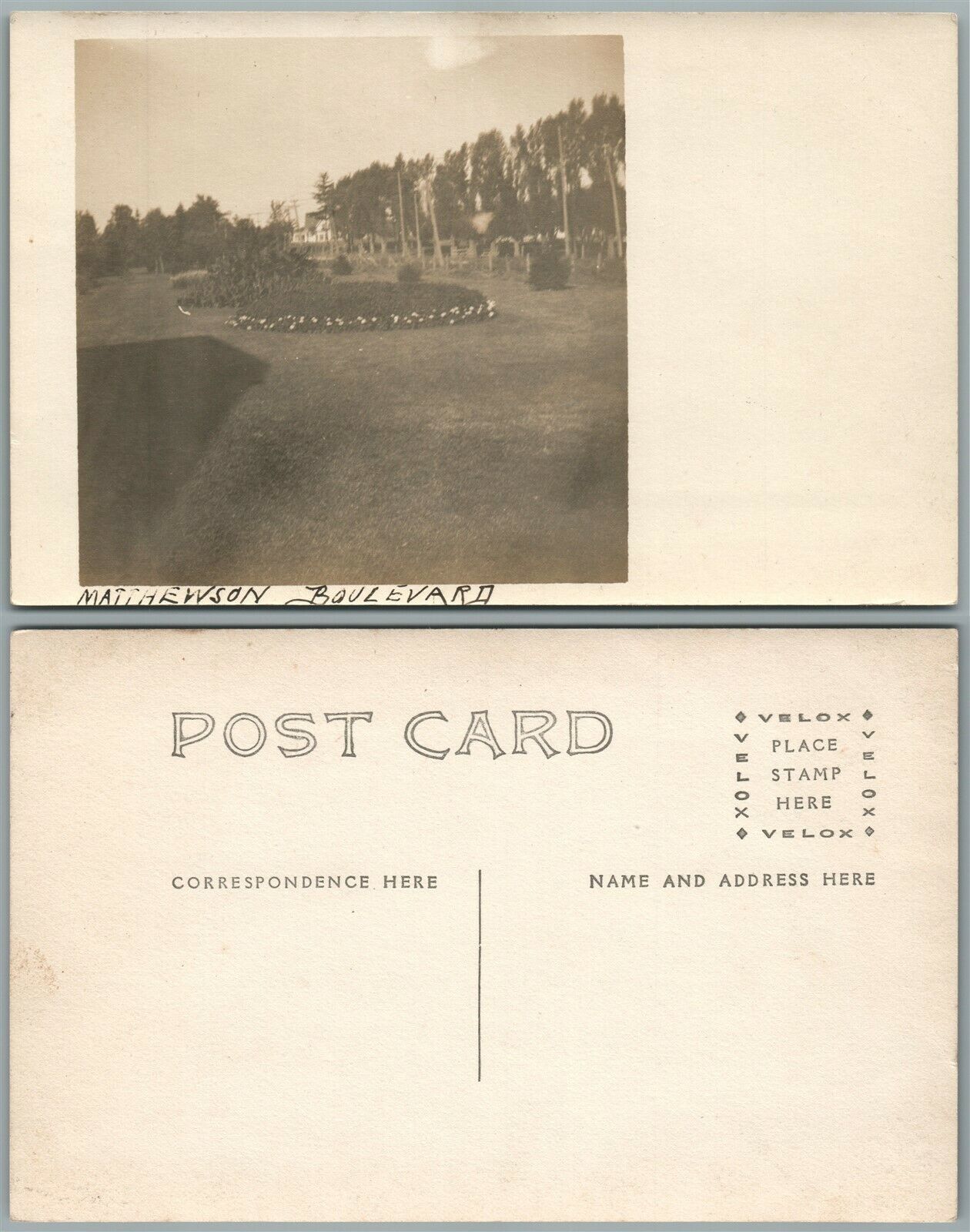 MATTHEWSON BOULEVARD ANTIQUE REAL PHOTO POSTCARD RPPC