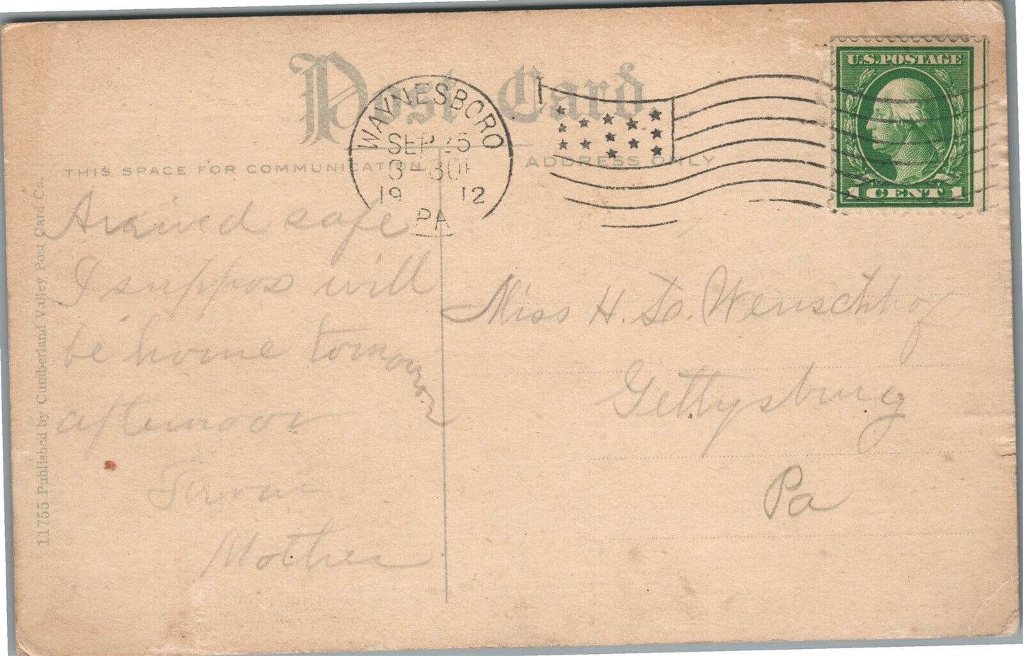 BLUE RIDGE SUMMIT PA CHURCH OF TRANSFIGURATION ANTIQUE POSTCARD