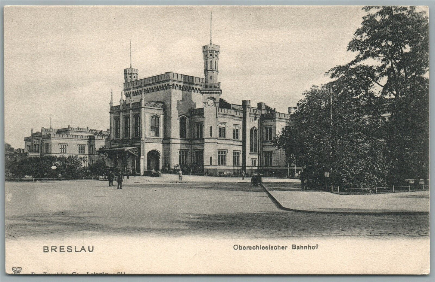 WROCLAW POLAND BRESLAU GERMANY RAILROAD STATION ANTIQUE POSTCARD