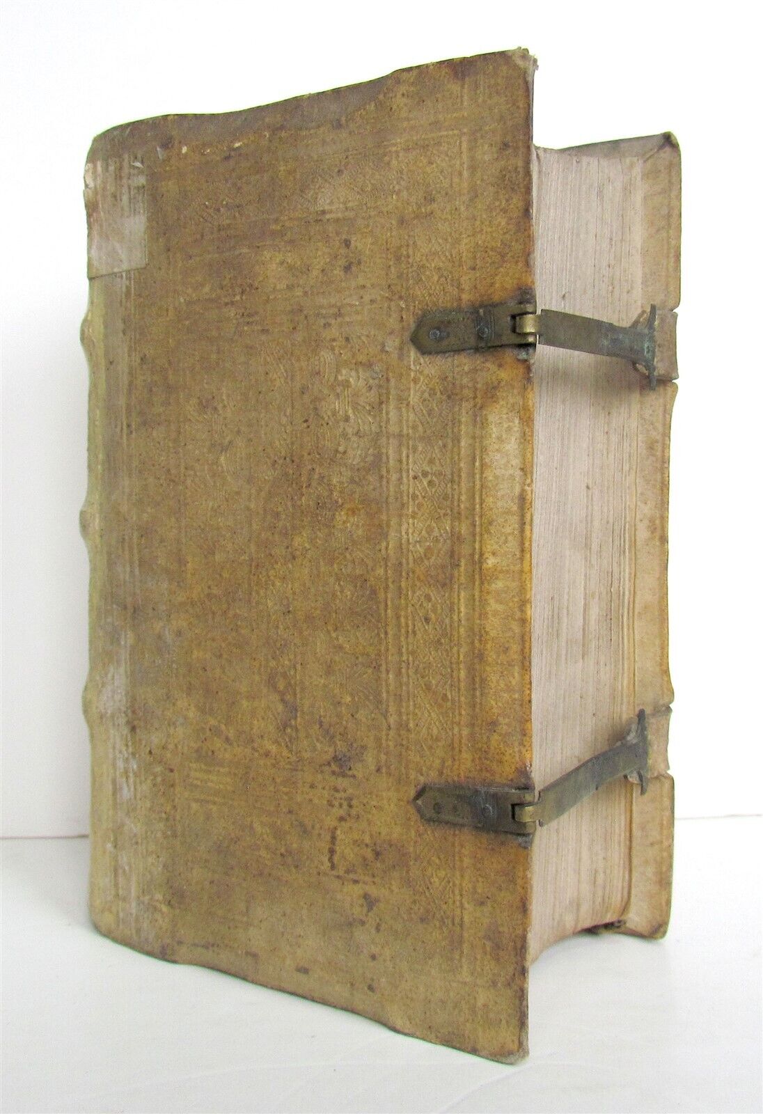 1597 NATURAL & ART HISTORY FOR CLERGY antique PIGSKIN BINDING 16th CENTURY