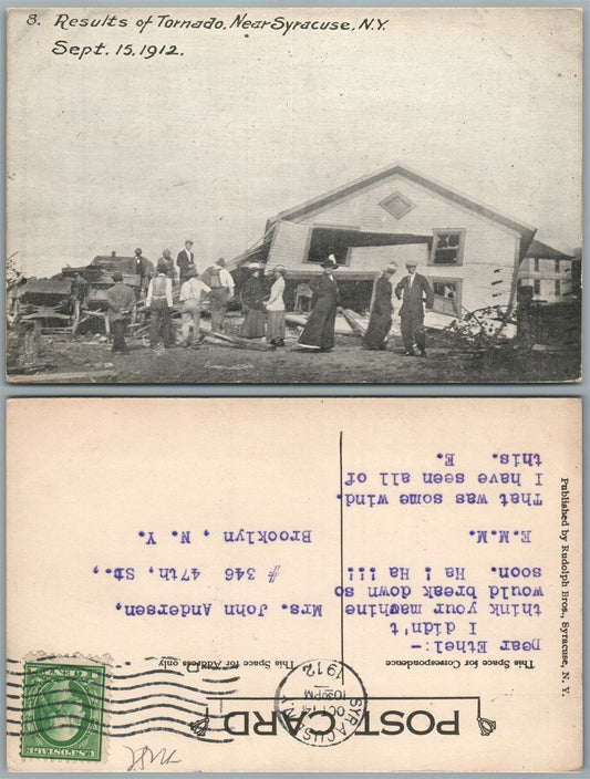 SYRACUSE N.Y. RESULTS OF TORNADO 1912 ANTIQUE POSTCARD