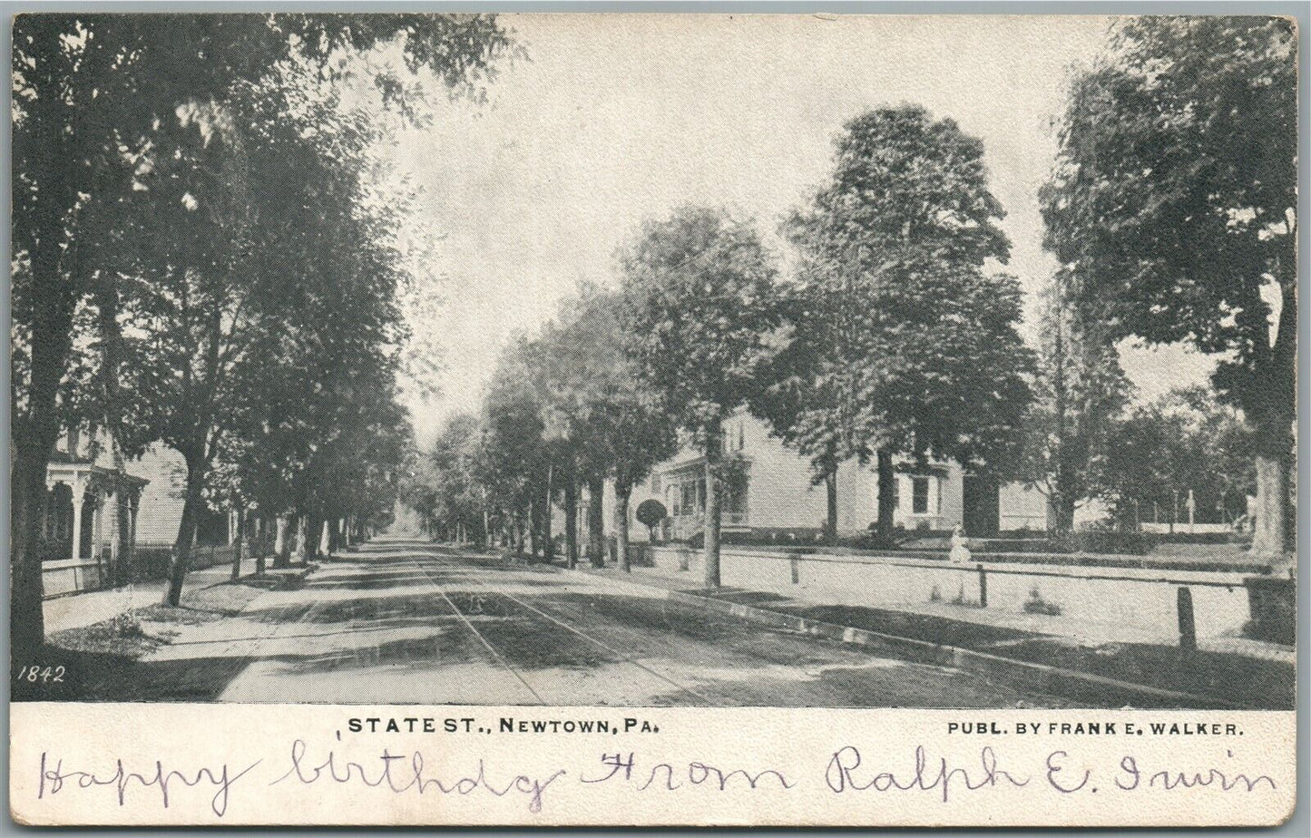 NEWTOWN PA STATE STREET ANTIQUE POSTCARD
