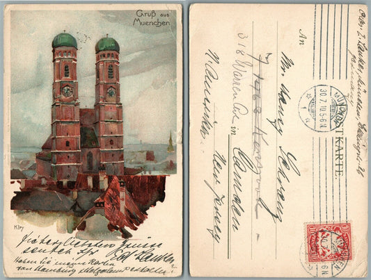 MUENCHEN GERMANY MUNICH ANTIQUE POSTCARD w/ stamp ARTIST SIGNED