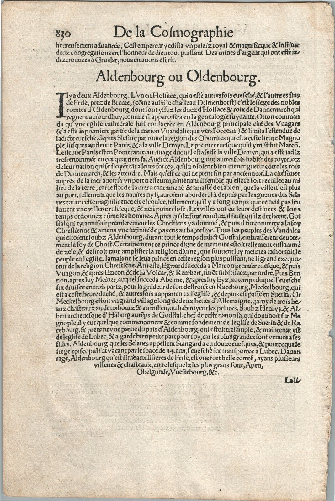 1575 GOSLAR MAGDEBOURG GERMANY from BELLEFOREST EDITION of MUNSTER COSMOGRAPHY