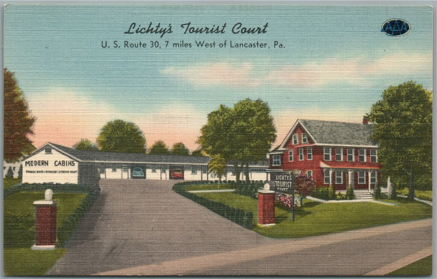 LANCASTER PA LICHTY'S TOURIST COURT VINTAGE POSTCARD