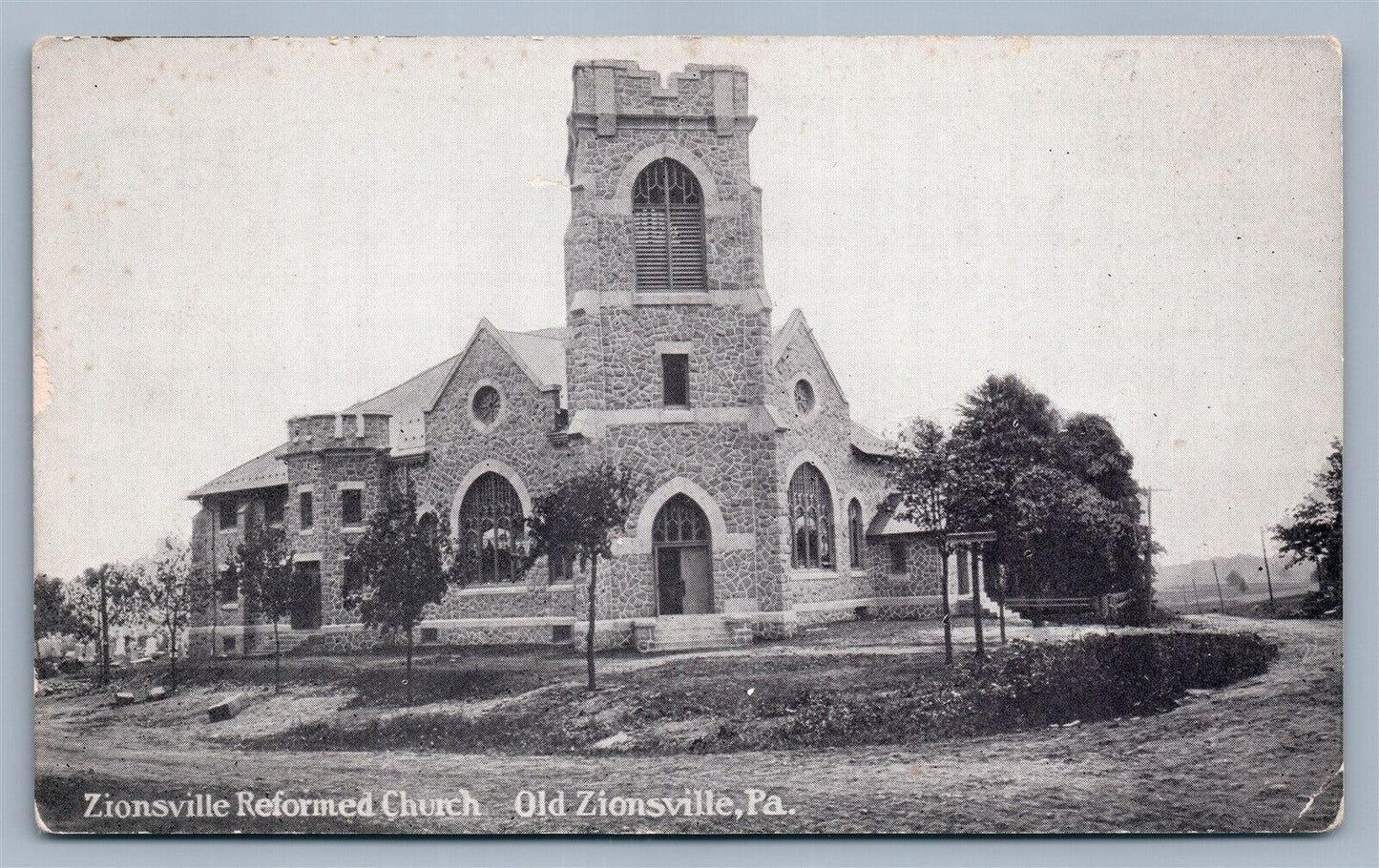 OLD ZIONSVILLE PA REFORMED CHURCH ANTIQUE POSTCARD