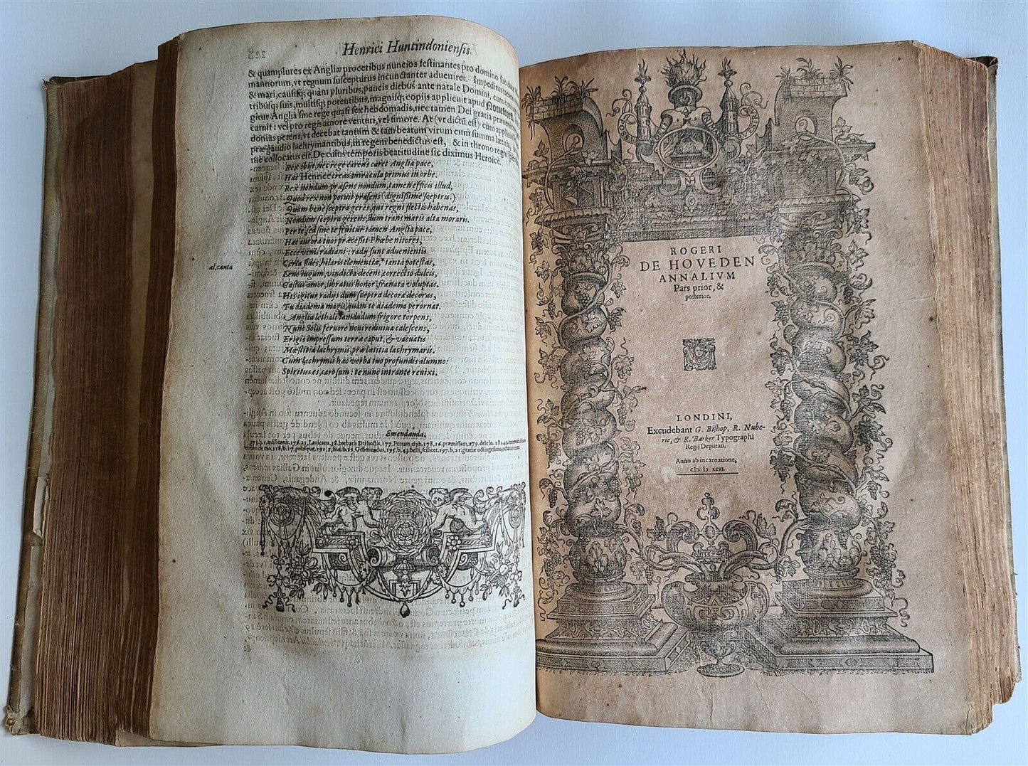 1596 ENGLISH CHRONICLES H. SAVILE antique Rerum Anglicarum Scriptores VELLUM