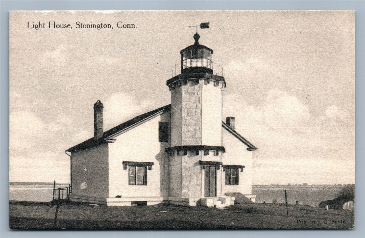 STONINGTON CT LIGHT HOUSE ANTIQUE POSTCARD