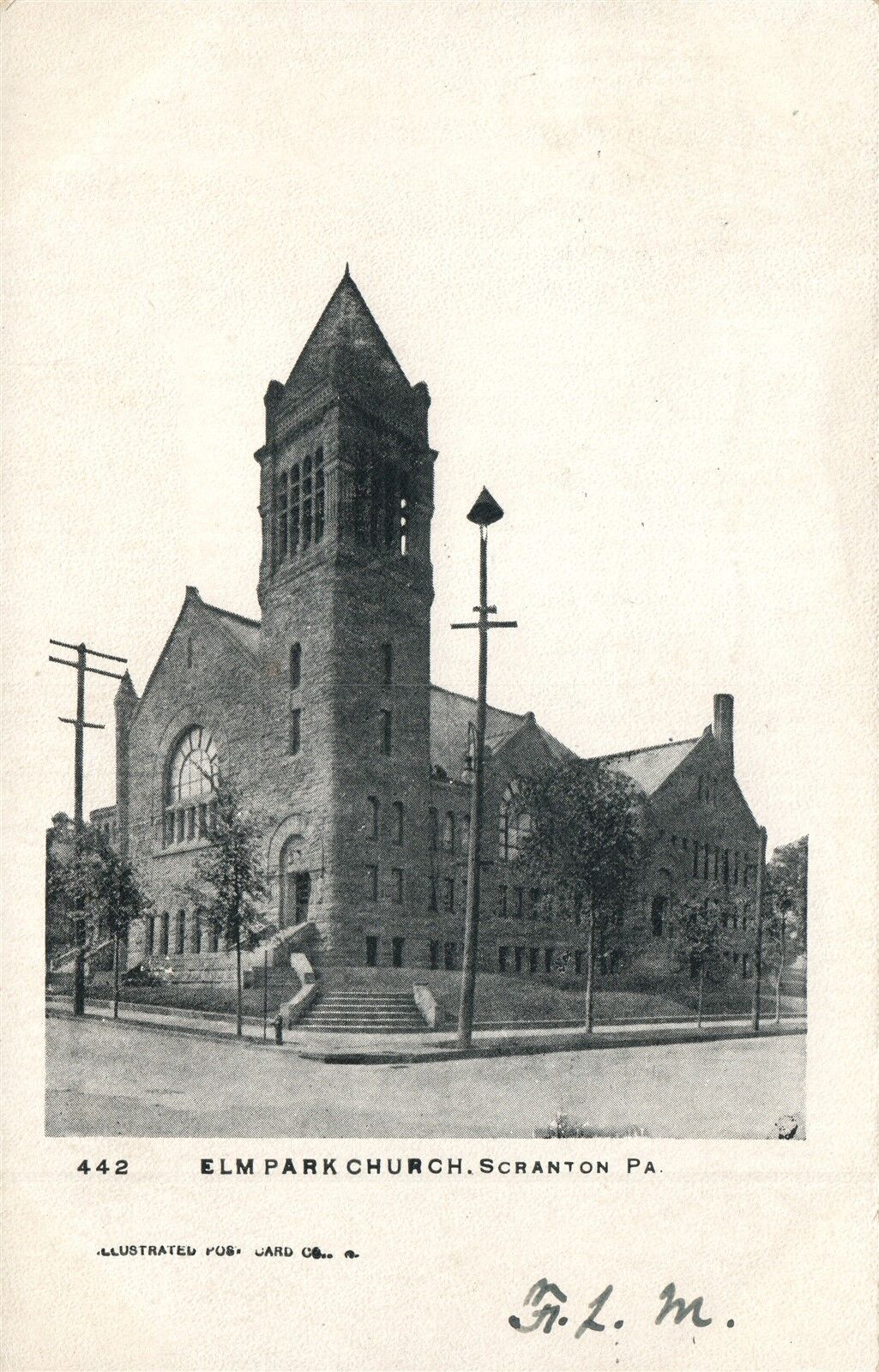 SCRANTON PA ELM PARK CHURCH 1907 UNDIVIDED ANTIQUE POSTCARD