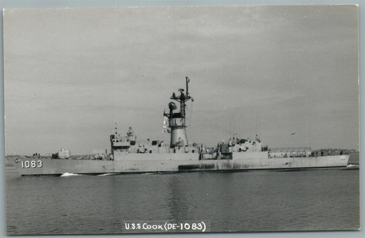 US MILITARY SHIP USS COOK ANTIQUE REAL PHOTO POSTCARD RPPC