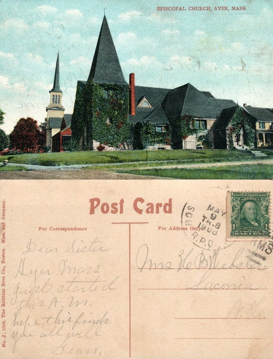 AYER MA EPISCOPAL CHURCH ANTIQUE POSTCARD