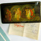 RUSSIAN FEDOSKINO LACQUER BOX TSAR'S WEDDING hand painted VINTAGE paper mache