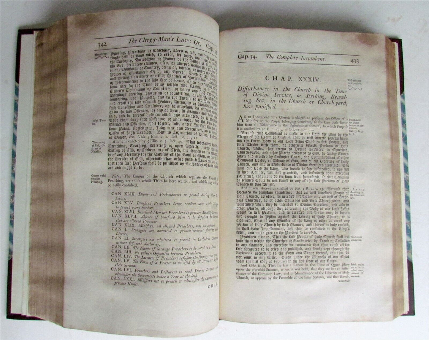 1747 CLERGY-MANS LAW by WILLIAM WATSON antique in ENGLISH FOLIO