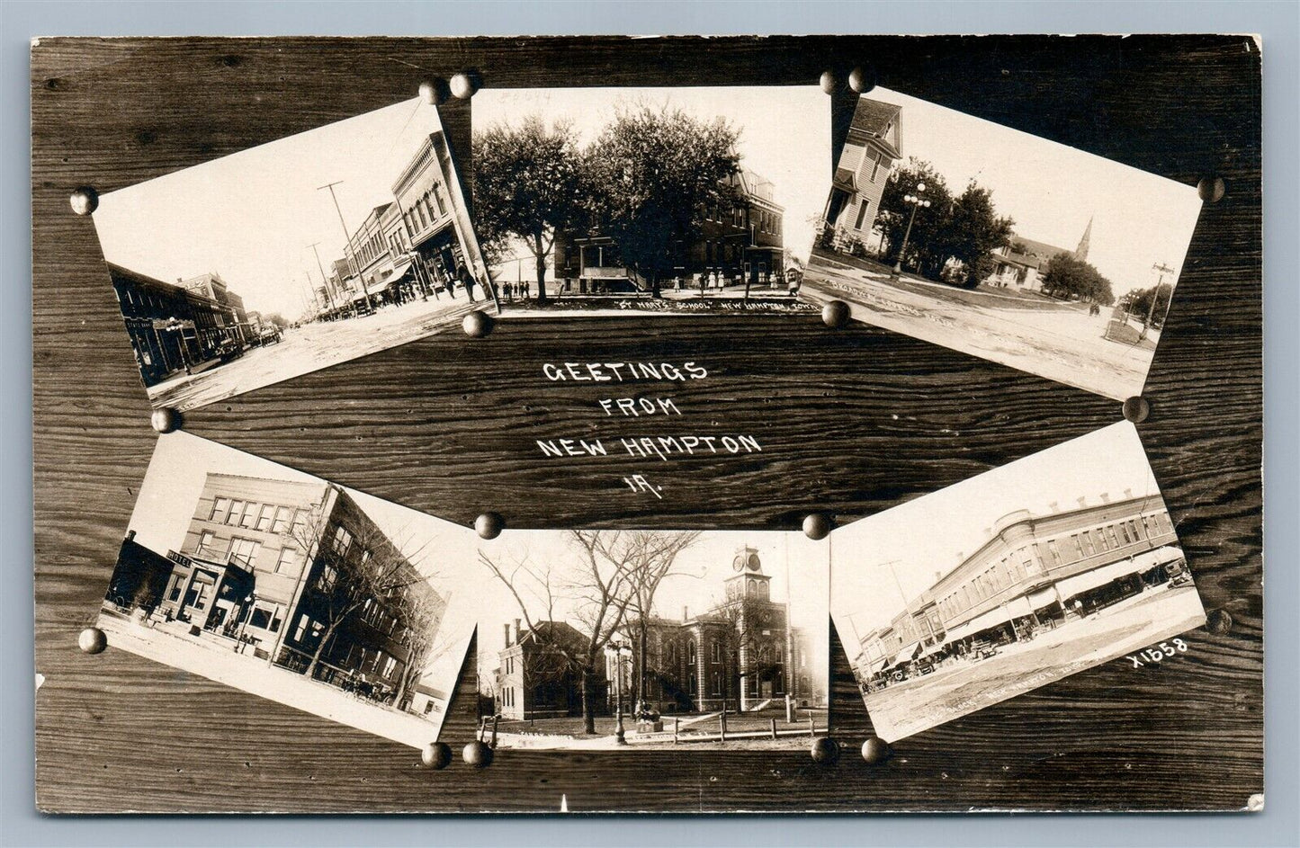 NEW HAMPTON IA STREET SCENES ANTIQUE REAL PHOTO POSTCARD RPPC