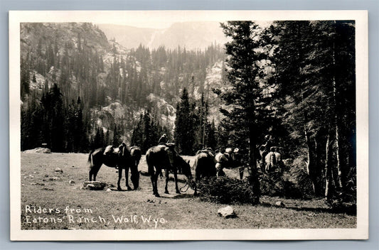 WOLF WYO EATON'S RANCH RIDERS ANTIQUE REAL PHOTO POSTCARD RPPC