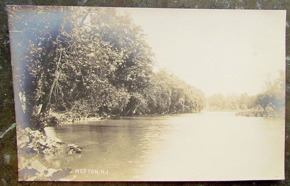 WESTON N.J. RIVER VIEW RPPC ANTIQUE REAL PHOTO POSTCARD