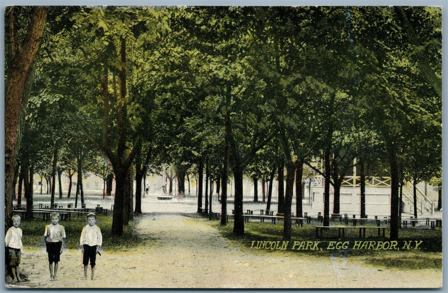 EGG HARBOR NY LINCOLN PARK ANTIQUE POSTCARD