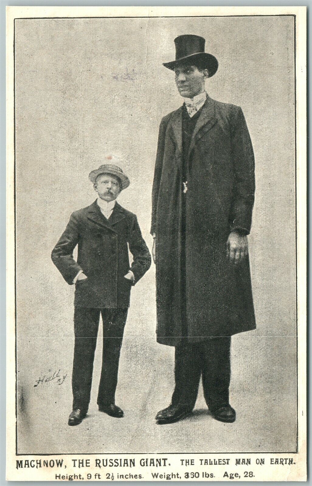 RUSSIAN GIANT MACHNOW TALLEST MAN ON EARTH ANTIQUE POSTCARD