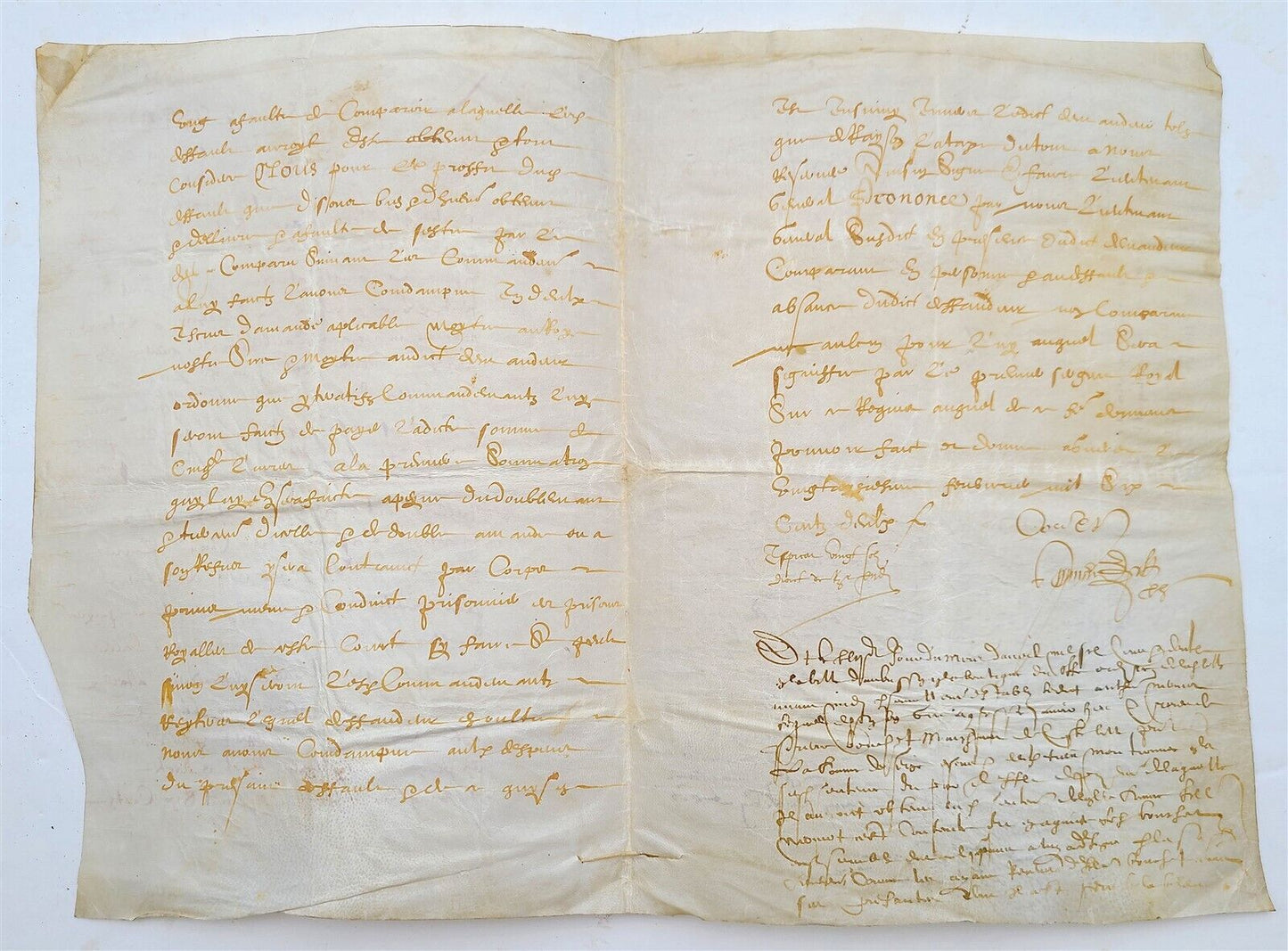 16th-17th century OLD MANUSCRIPT on VELLUM antique LAW DOCUMENT in FRENCH