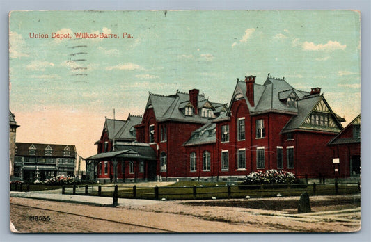 WILKES BARRE PA UNION RAILROAD DEPOT ANTIQUE POSTCARD RAILWAY STATION