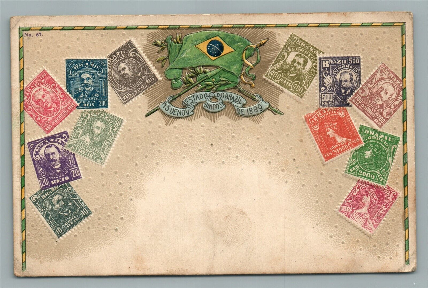 BRAZIL EMBOSSED STAMPS PHILATELIC ANTIQUE POSTCARD