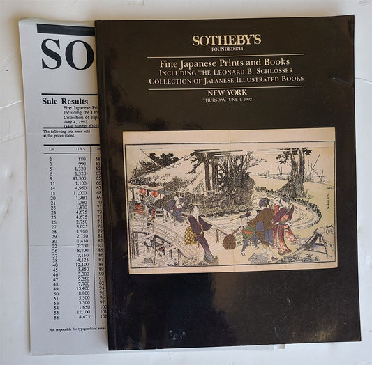 JAPANESE PRINTS & BOOKS L. SCHLOSSER COLLECTION 1992 SOTHEBY'S AUCTION CATALOG