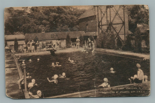 JOBSTOWN NJ INDIAN HILL CAMP POOL VINTAGE POSTCARD