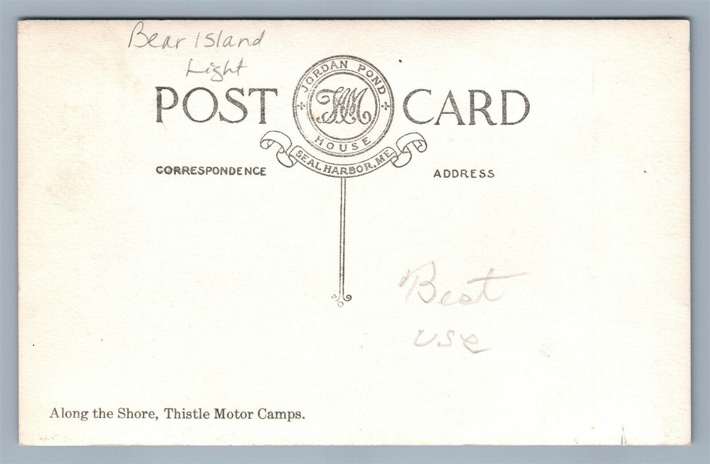 BEAR ISLAND ME LIGHT HOUSE VINTAGE REAL PHOTO POSTCARD RPPC