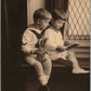 BOYS w/ TOY RABBIT ANTIQUE PHOTO 7 by 9.5"