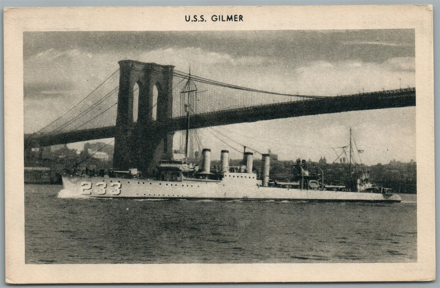 MILITARY SHIP USS TRENTON ANTIQUE POSTCARD